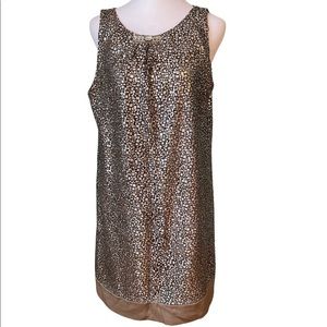 Hale Bob Metallic Shift Dress, M, Brown and Silver